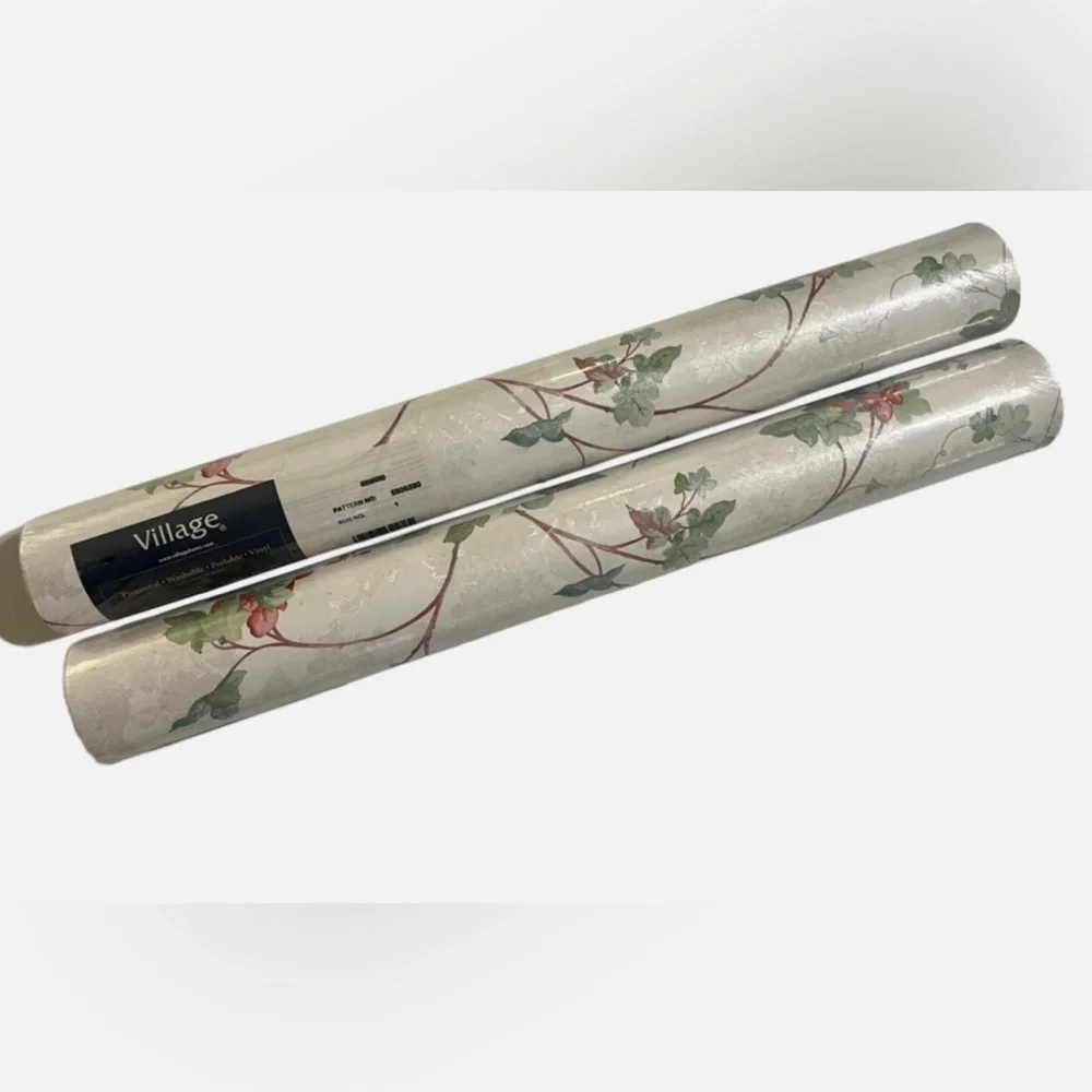 New Village Floral Texture Prepaste/Wash/Peel Vinyl Double Rolls Wallpaper Set